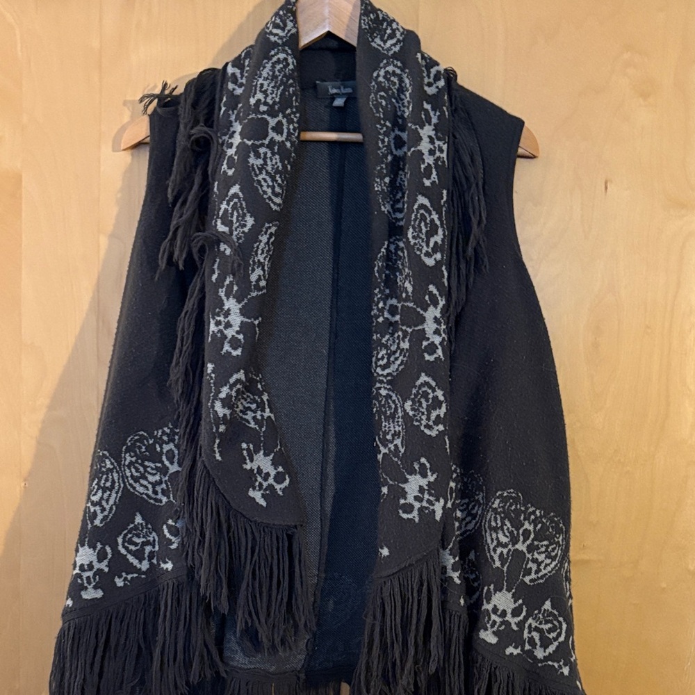 Neiman Marcus Black and Gray Poncho